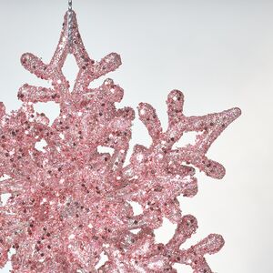 Елочная игрушка Снежинка Альвисс 11 см, 2 шт, розовая Koopman фото 3