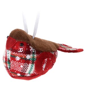 Елочное украшение Рождественская Птичка 12 см красная с коричневым, подвеска