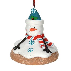 Елочная игрушка Снеговик Лука в шапочке 8 см, подвеска Koopman фото 1