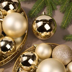 Набор пластиковых шаров Charmic - Золотой Мендерес 5-12 см, 31 шт Koopman фото 4