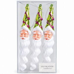 Елочные игрушки Сосульки - Санта Клаус 22 см, зеленые, 3 шт Koopman (Купман) фото 2