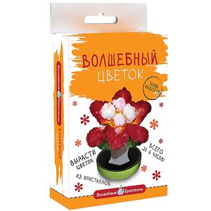Набор для выращивания кристаллов "Волшебный цветок", красный с белым