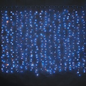 Световой дождь 2.5*1.5 м, 625 синих микроламп, прозрачный ПВХ, соединяемый, IP20 Snowhouse фото 1