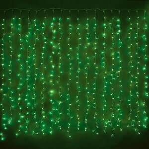 Световой дождь 2.5*1.5 м, 625 зеленых микроламп, прозрачный ПВХ, соединяемый, IP20 Snowhouse фото 1