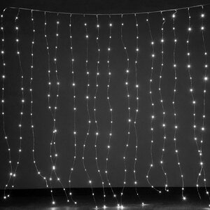 Гирлянда штора Капельки Росы 1.6*1.6 м, 256 холодных белых мини LED ламп, серебряная проволока, IP20 Snowhouse фото 2