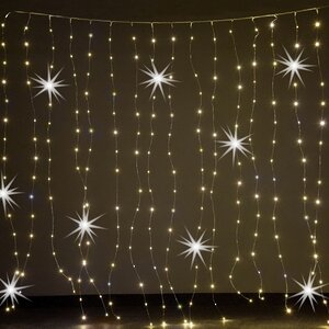 Гирлянда штора Капельки Росы 1.6*1.6 м, 256 теплых белых мини LED ламп с голубым мерцанием, серебряная проволока, IP20 Snowhouse фото 2