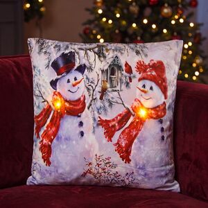 Новогодняя подушка с лампочками Arctic Story: Joe and Flo 45*45 см, на батарейках