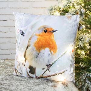 Декоративная подушка с лампочками Winter Birdie 45*45 см, на батарейках