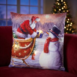 Новогодняя подушка с лампочками Arctic Story: The Gift 45*45 см, на батарейках