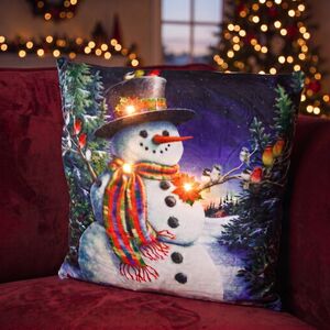 Новогодняя подушка с лампочками Seasons Greetings! 45*45 см, на батарейках