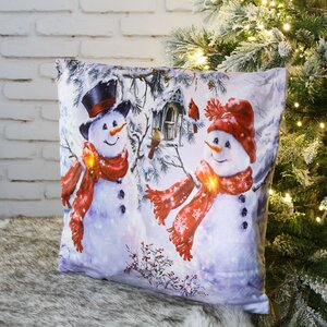 Новогодняя подушка с лампочками Arctic Story: Joe and Flo 45*45 см, на батарейках Peha фото 1