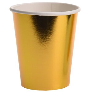 Бумажные стаканы Праздничный Блеск золотые 9 см, 8 шт, 250 мл