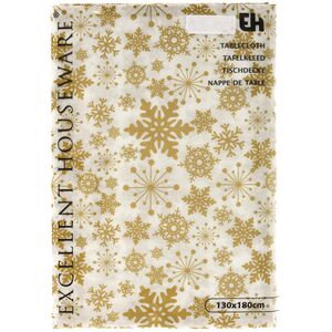 Новогодняя скатерть Праздничные Снежинки 180*130 см золотистая Koopman фото 3