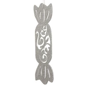 Игрушка для уличной елки Конфетка с вензелями 20 см серебряная, дерево МанузинЪ фото 2