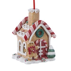 Светящаяся елочная игрушка Пряничный домик - Candy Cane House 9 см, подвеска Kurts Adler фото 1