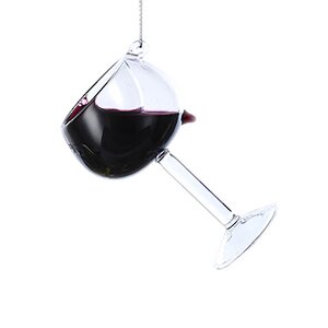 Стеклянная елочная игрушка Бокал Вина - Pinot Noir 10 см, подвеска
