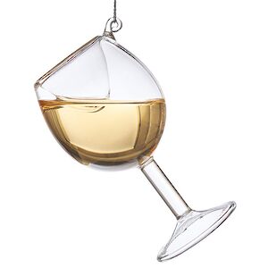 Стеклянная елочная игрушка Бокал Вина - Pinot Grigio 10 см, подвеска