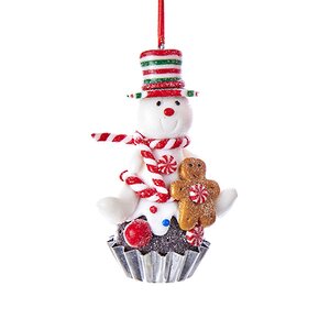 Елочная игрушка Снеговик - Christmas Cupcake 9 см, подвеска