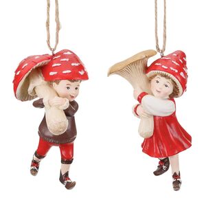 Набор елочных игрушек Лео и Лисса - Mushroom Elves 10 см, 2 шт Goodwill фото 1