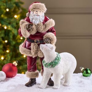 Декоративная фигурка Санта-Лесник с Медвежонком 29 см