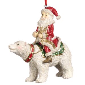Елочная игрушка Санта на полярном медведе из Лапландии 12 см Goodwill фото 1