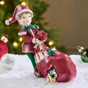 Новогодняя фигурка Эльф Ниэлла с подарками - Помощник Санты 17 см