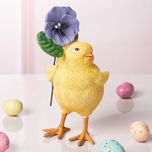 Декоративная фигурка Цыпленок Фрэнки с цветком 11 см