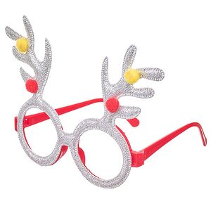 Новогодние очки Забавные рожки 14*12 см серебряные