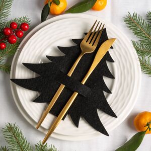 Набор конвертов для столовых приборов Елочка, 4 шт, черный