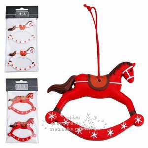 Елочная игрушка "Лошадка - качалка", 8*6 см, 2 шт, подвеска Koopman фото 1