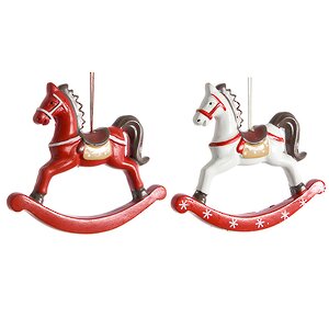 Елочная игрушка Лошадка-Качалка 13*11 см белая, подвеска Koopman фото 3