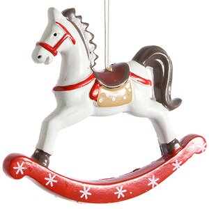 Елочная игрушка Лошадка-Качалка 13*11 см белая, подвеска Koopman фото 1