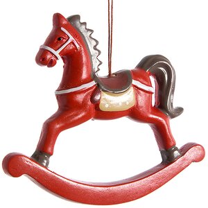 Елочная игрушка Лошадка-Качалка 13*11 см красная, подвеска Koopman фото 1