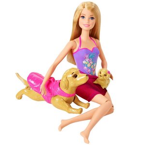 Кукла Барби с бассейном для купания щенков 29 см Mattel фото 2