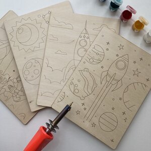 Трафареты для выжигания Космос, 4 шт