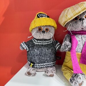 Мягкая игрушка Кот Басик в вязаной шапке и свитере 19 см Budi Basa фото 2