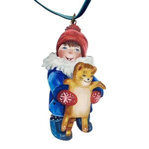Елочная игрушка Мальчик с котом - Зимние Каникулы 10 см, подвеска МанузинЪ фото 3