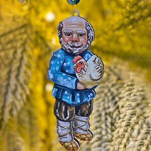 Елочная игрушка Дедушка - Сказка о Курочке Рябе 10 см, подвеска