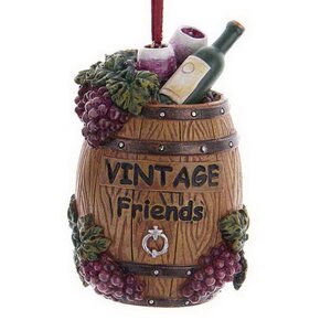 Елочная игрушка Винный Бочонок - Vintage Friends 8 см, подвеска Kurts Adler фото 1
