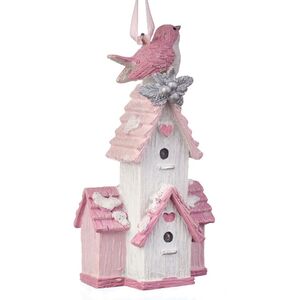 Елочная игрушка Птичка Маролла - Розвый Домик 10 см Kurts Adler (Куртс Адлер) фото 3