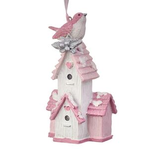 Елочная игрушка Птичка Маролла - Розвый Домик 10 см Kurts Adler (Куртс Адлер) фото 5