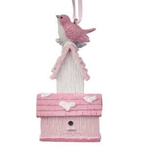 Елочная игрушка Птичка Маролла - Розвый Домик 10 см Kurts Adler (Куртс Адлер) фото 4