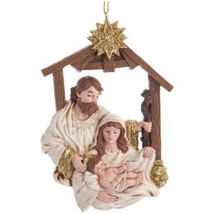 Елочная игрушка Вертеп Маленький Иисус с родителями 14 см, подвеска Kurts Adler фото 1