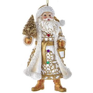 Елочная игрушка Санта Клаус с елочкой - Golden Christmas 13 см, подвеска Kurts Adler фото 1