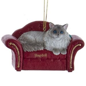 Елочная игрушка Кот Рэгдолл на софе 9 см