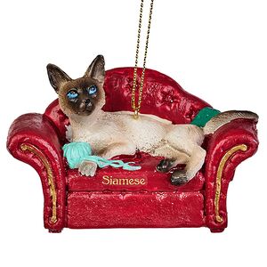 Елочная игрушка Сиамский Кот на софе 9 см