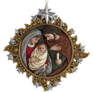 Елочная игрушка Святое Семейство - Дева Мария с Иисусом и Святой Иосиф 11 см золотая, подвеска Kurts Adler фото 1