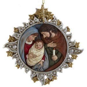 Елочная игрушка Святое Семейство - Дева Мария с Иисусом и Святой Иосиф 11 см серебряная, подвеска Kurts Adler фото 1