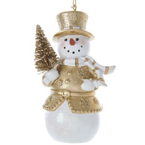 Елочная игрушка Снеговик Альбион в белом шарфике - Golden Christmas 11 см, подвеска