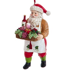 Елочная игрушка Санта Клаус с подносом: Voila 11 см, подвеска Kurts Adler фото 1